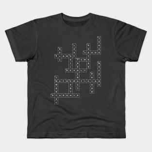 (1968TLSFE-D) Crossword pattern with words from a 1968 science fiction book. [Dark Background] Kids T-Shirt